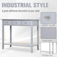 HOMCOM Console Table Industrial Desk with Drawer Bottom Shelf & Large Tabletop for Entryway or Living Room, Grey(m-7)