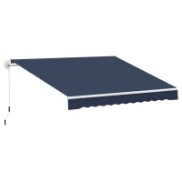 Outsunny 10' x 8' Retractable Awning, Patio Awnings, Sunshade Shelter w/ Manual Crank Handle, UV & Water-Resistant Fabric and Aluminum Frame for Deck, Balcony, Yard, Blue(m-1)