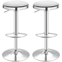 HOMCOM Set of 2 Adjustable Barstools with Footrest, Silver(m-1)