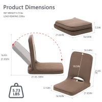 Floor Chair with Adjustable Back Support, Foldable Padded Gaming Floor Seat for Adults & Kids, Multi-Position Meditation Chair with Corduroy Cover for Reading, Gaming & Watching TV (Brown)(m-1)