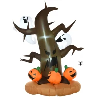 HOMCOM 8' Halloween Inflatables Outdoor Decorations LED Dead Tree with Ghost Pumpkins Indoor Outdoor Blow Up LED Yard Decor, for Garden, Lawn, Party, Holiday(m-1)