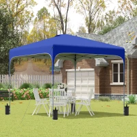 Outsunny 8' x 8' Pop Up Canopy Tent with Wheeled Carry Bag and 4 Sandbags, Instant Sun Shelter, Tents for Parties, Height Adjustable, for Outdoor, Garden, Patio, Royal Bue(m-10)