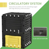 Outsunny Garden Compost Bin 80 Gallon Outdoor Large Capacity Composter Fast Create Fertile Soil Aerating Box, Yellow(m-6)