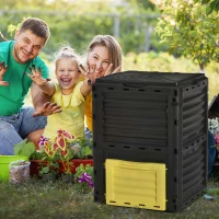 Outsunny Garden Compost Bin 80 Gallon Outdoor Large Capacity Composter Fast Create Fertile Soil Aerating Box, Yellow(m-10)