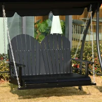 Outsunny 46" 2-Person Outdoor Porch Swing Bench with Solid Wood Design, Southern Style, & Chains Included, 440 lb Weight Capacity, Black(m-10)