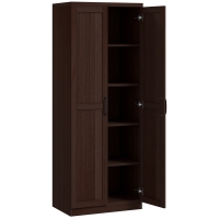 HOMCOM 63" 2-Door Kitchen Pantry, Freestanding Cabinet with 2 Adjustable Shelves for Dining Room, Cinnamon Cherry Wood Grain