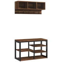 HOMCOM Hall Tree with Bench and Shoe Storage, 2-in-1 Entryway Storage Set with Shoe Bench and Coat Rack for Hallway(m-11)