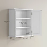 HOMCOM Bathroom Medicine Cabinet, Wall Cabinet with 2 Doors and Adjustable Shelf, Space Saver Over Toilet Cabinet(m-3)