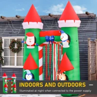 HOMCOM 11 ft LED Lit Inflatable Christmas Arch, Outdoor Holiday Light Yard Display with Santa Claus, Snowman, Reindeer, Gingerbread Man and Penguin(m-5)