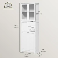 HOMCOM Floor Bathroom Storage Cabinet, Tall Bathroom Cabinet with Adjustable Shelves, for Kitchen, Living Room, White(m-3)
