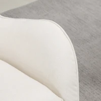 HOMCOM Mid-Century Fabric Rocking Chair Sofa Armchair Tufted Rocker Wingback Accent Chair with Padded Seat, Rubber Wood Base for Home Studio, Bedroom, Living Room, Cream White(m-9)