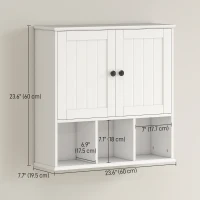 HOMCOM Farmhouse Bathroom Wall Cabinet, Wall Mounted Medicine Cabinet with Adjustable Shelf, Open Compartments, White(m-3)