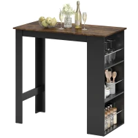 HOMCOM Modern Bar Table, Counter Height Dining Table with 3 Storage Shelves for Kitchen, Dining Room, Living Room, Rustic Brown(m-2)