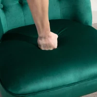 HOMCOM Vintage Leisure Accent Chair, Armless Chair with Button Tufted Straight Back, Turned Legs, Thick Sponge Padding for Living Room, Dining Room, Study, Dark Green(m-9)