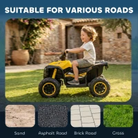 Aosom Kids 4 Wheeler Quad with Music, Headlights, High & Low Speed, Kids ATV for 3-5 Years Old Boys & Girl, Yellow(m-5)