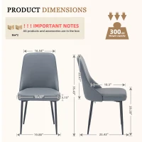 Modern Dining Chairs Set of 1, Upholstered Dining Room Chairs with Thick Cushions, Mid Century Modern Kitchen Chairs with Metal Legs for Kitchen/Living Room/Restaurant (1, Grey)(m-2)