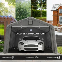 Outsunny Carport 12' x 20' Portable Garage, Heavy Duty Car Port Canopy with Ventilation Windows and Large Roll-up Door, Gray(m-4)