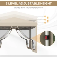 Outsunny 10' x 10' Pop Up Canopy Tent with Mesh Sidewalls, Height Adjustable, Transport Carrying Bag for Backyard Garden Patio(m-6)