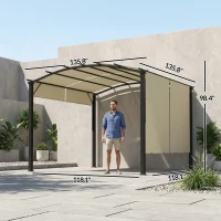 Outsunny 11' x 11' Outdoor Retractable Pergola Canopy for Backyard, Beige(m-3)