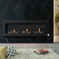 HOMCOM Ethanol Fireplace, 47.25" Wall-Mount 0.3 Gallon Steel 215 Sq Ft., Burns up to 3 Hours, Black(m-10)