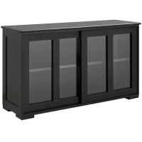 HOMCOM Sideboard Buffet Cabinet, Stackable Credenza, Coffee Bar Cabinet with Sliding Glass Door and Adjustable Shelf, Black(m-1)
