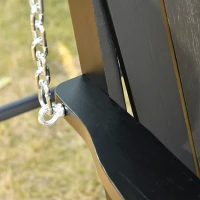 Outsunny 46" 2-Person Outdoor Porch Swing Bench with Solid Wood Design, Southern Style, & Chains Included, 440 lb Weight Capacity, Black(m-9)