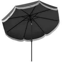 Outsunny 9FT Patio Umbrella, UPF 30+ Outdoor Market Umbrella with Crank, 8 Ribs, Push Button Tilt, Vented for Patio Deck Backyard Lawn, Charcoal Gray(m-11)