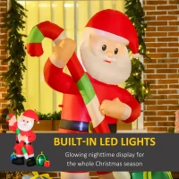HOMCOM 6ft Christmas Inflatables Outdoor Decorationss Decorations Santa Claus with Candy Cane, Blow-Up LED Yard Christmas Decor(m-4)