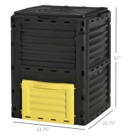 Outsunny Garden Compost Bin 80 Gallon Outdoor Large Capacity Composter Fast Create Fertile Soil Aerating Box, Yellow(m-3)