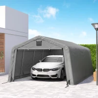 Outsunny Carport 12' x 20' Portable Garage, Heavy Duty Car Port Canopy with Ventilation Windows and Large Roll-up Door, Gray(m-9)