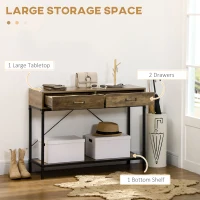 HOMCOM 39" Vintage Console Table, Narrow Entryway Table with Drawers, Storage Shelf for Behind Couch, Living Room, Hallway, Bedroom, Brown(m-4)