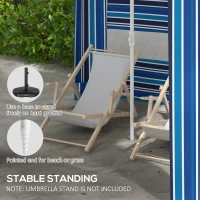 Outsunny 5.8' x 5.8' Cabana Umbrella for Travel, Walls, Vents, Ruffles, Carry Bag, Beach Umbrella, Blue Stripe(m-7)