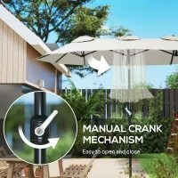 Outsunny 9.7' Double-sided Patio Umbrella with 3 Air Vents, Tilt and Crank, Outdoor Umbrella, White(m-6)