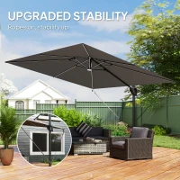 Outsunny 10 x 9.7 ft Offset Cantilever Patio Umbrella with Lights, Wind Rope, UPF50+ Outdoor Cantilever Parasol, Dark Grey(m-6)