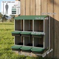 PawHut Chicken Nesting Boxes, 6 Compartment Metal Nesting Boxes for Chicken Coop, Egg Laying Boxes with Lid Cover(m-3)