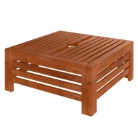 Outsunny 2-in-1 Outdoor Storage Box for Umbrella Base, Coffee End Table, Wooden Patio Umbrella Stand Table, Brown(m-1)