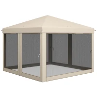 Outsunny 10' x 10' Pop Up Canopy Tent with Mesh Sidewalls, Height Adjustable, Transport Carrying Bag for Backyard Garden Patio(m-1)