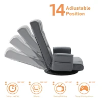 360 Degree Swivel Floor Chairs for Adults, Faux Leather Gaming Floor Chair with Back Support, 14 Angles Adjustable Comfortable Floor Lounge Chair Folding Video Game Chairs Office Bedroom(m-5)