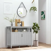 HOMCOM Sideboard Buffet Cabinet, Coffee Bar Cabinet with 2 Doors and Adjustable Shelves, Console Table for Kitchen Entryway Living Room, Gray(m-2)