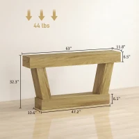 HOMCOM 63 Inch Vintage Console Table, Narrow Entryway Table with Open Shelf for Living Room, Oak(m-3)