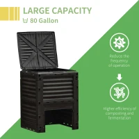Outsunny Garden Compost Bin 80 Gallon Outdoor Large Capacity Composter Fast Create Fertile Soil Aerating Box, Yellow(m-5)