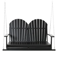 Outsunny 46" 2-Person Outdoor Porch Swing Bench with Solid Wood Design, Southern Style, & Chains Included, 440 lb Weight Capacity, Black(m-11)