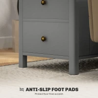 HOMCOM Side Table with Charging Station and USB Ports, Narrow End Table with Drawers, Shelf for Living Room, Gray(m-7)