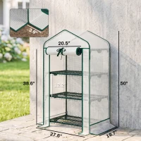 Outsunny Mini Greenhouse with Screen Roof, Portable Small Greenhouse with Roll-Up Zipper Door, 27.6" x 19.7" x 50", White(m-3)