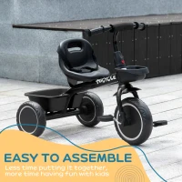 Qaba Tricycle for Toddlers Age 2-5 with Adjustable Seat, Storage Baskets, Black(m-6)