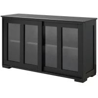 HOMCOM Sideboard Buffet Cabinet, Stackable Credenza, Coffee Bar Cabinet with Sliding Glass Door and Adjustable Shelf, Black(m-11)