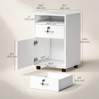 HOMCOM 24" Vertical Filing Cabinet with Lockable Drawer, Mobile File Cabinet with 2 Keys, Wheels for Home Office, White(m-3)