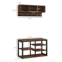 HOMCOM Hall Tree with Bench and Shoe Storage, 2-in-1 Entryway Storage Set with Shoe Bench and Coat Rack for Hallway(m-3)