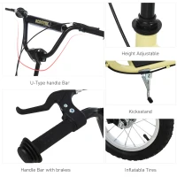 Aosom Youth Scooter Front and Rear Caliper Dual Brakes 12-Inch Inflatable Front Wheel Ride On Toy For Age 5+ - Beige(m-5)