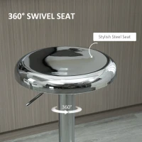 HOMCOM Set of 2 Adjustable Barstools with Footrest, Silver(m-6)